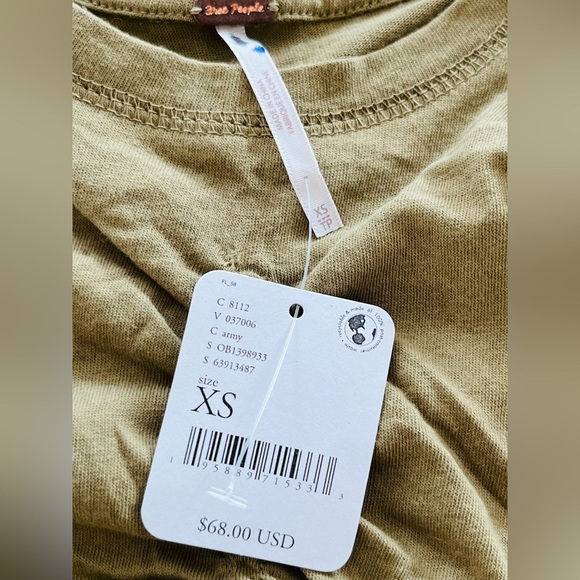 Free People Better Days Tee in Army Size XS NWT $68 - Picture 4 of 9